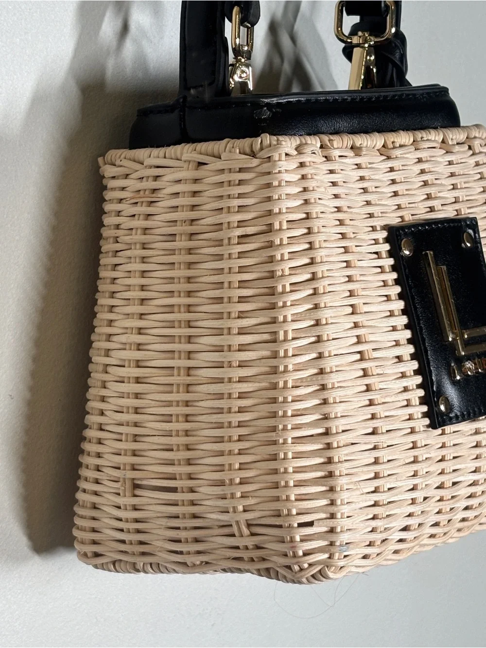 Woven Wicker Top Handle Crossbody